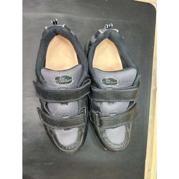 Dr Comfort Mens Black Leather Extra Wide Hook & Loop Shoes Size 12 XW - Picture 4 of 8